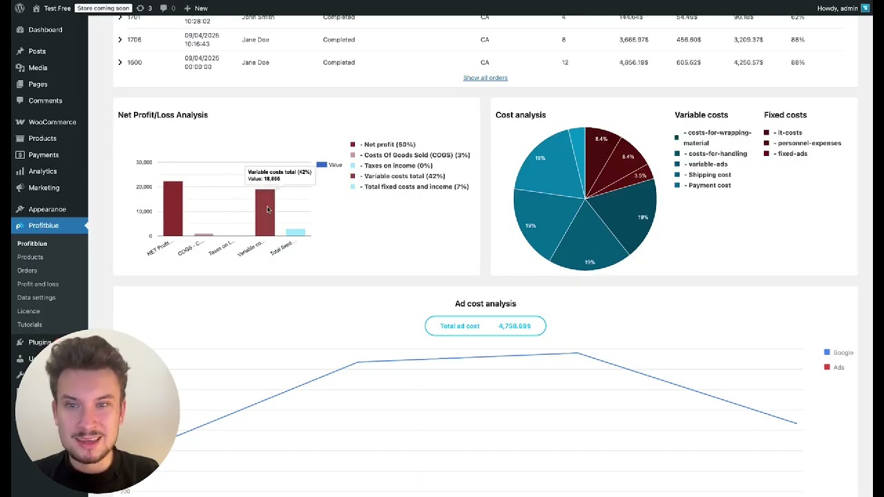 ProfitBlue Overview Tab: WooCommerce Profit Tracking Made Simple